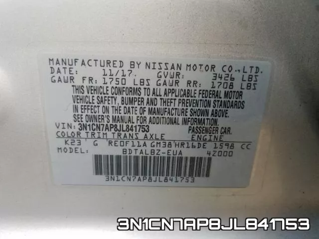 3N1CN7AP8JL841753 фото 2
