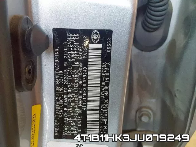 4T1B11HK3JU079249 фото 2