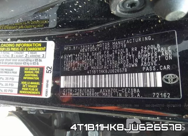 4T1B11HK8JU626578 фото 10