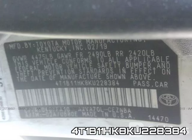 4T1B11HK8KU228384 фото 10