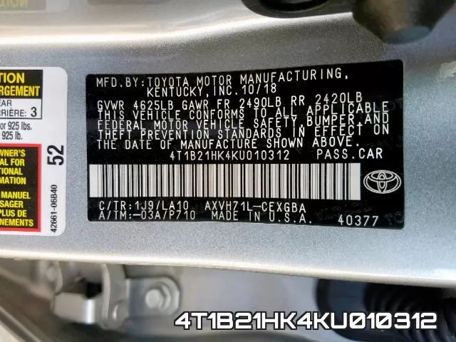 4T1B21HK4KU010312 фото 2