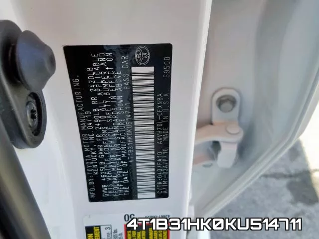 4T1B31HK0KU514711 фото 2