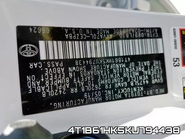 4T1B61HK5KU794438 фото 2