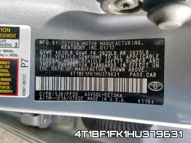 4T1BF1FK1HU379631 фото 2
