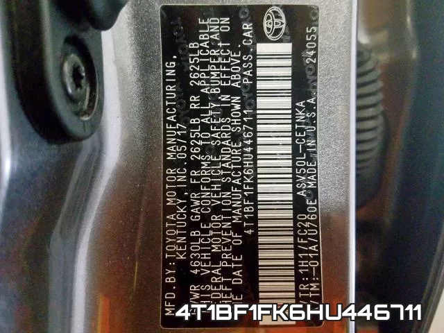4T1BF1FK6HU446711 фото 2