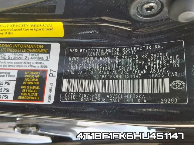 4T1BF1FK6HU451147 фото 2