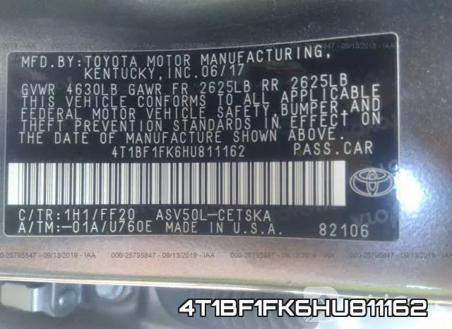 4T1BF1FK6HU811162 фото 8