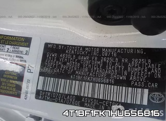4T1BF1FK7HU656816 фото 10