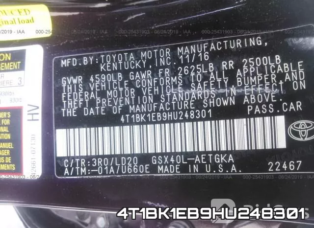 4T1BK1EB9HU248301 фото 10