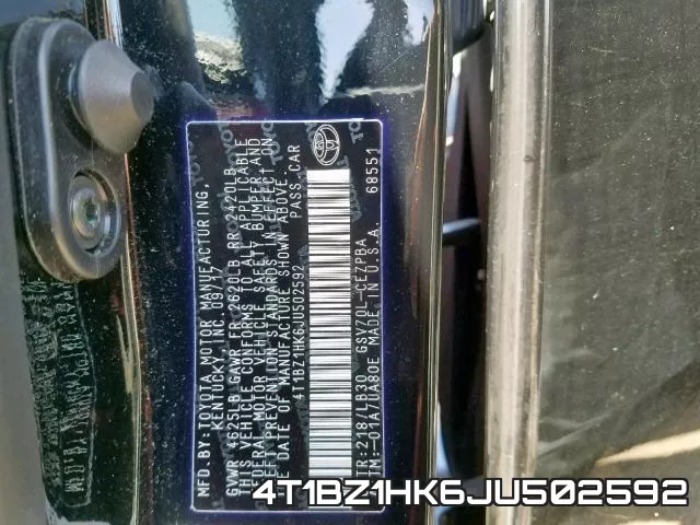 4T1BZ1HK6JU502592 фото 2