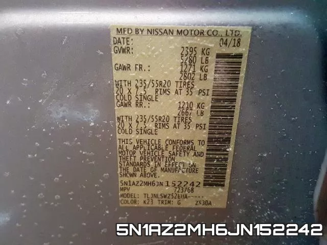 5N1AZ2MH6JN152242 фото 2