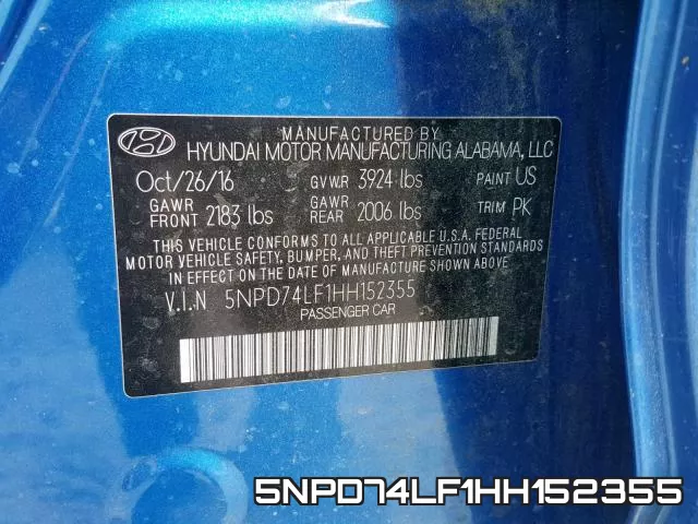 5NPD74LF1HH152355 фото 2
