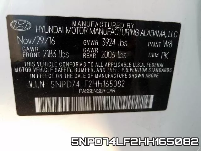 5NPD74LF2HH165082 фото 2