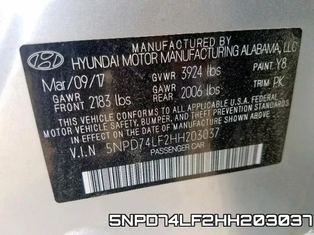 5NPD74LF2HH203037 фото 2
