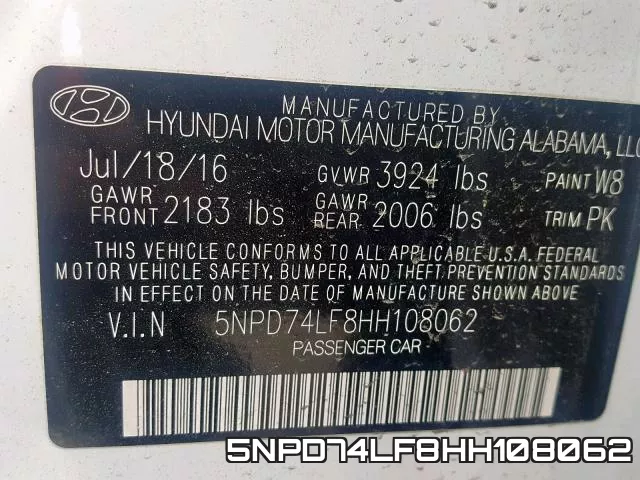 5NPD74LF8HH108062 фото 2