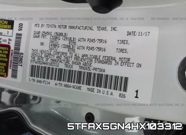 5TFAX5GN4HX103312 фото 10