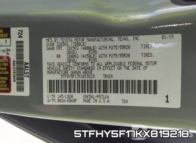 5TFHY5F17KX819218 фото 10
