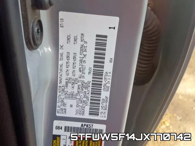 5TFUW5F14JX770742 фото 2