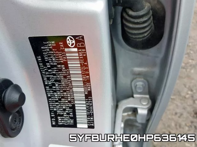 5YFBURHE0HP636145 фото 2