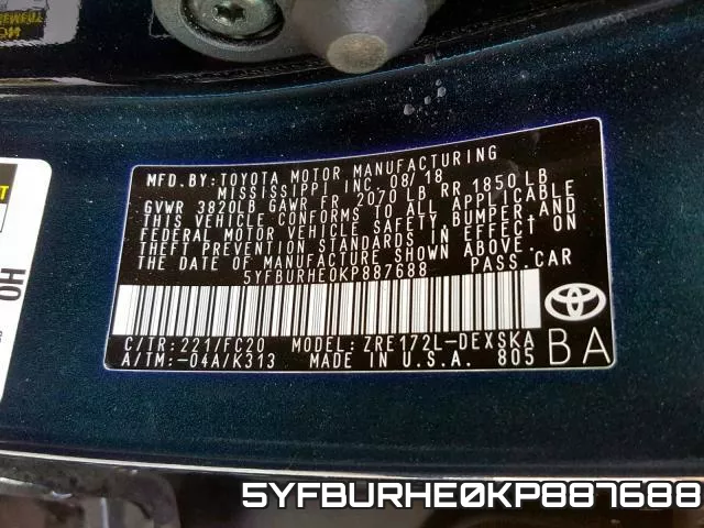 5YFBURHE0KP887688 фото 2