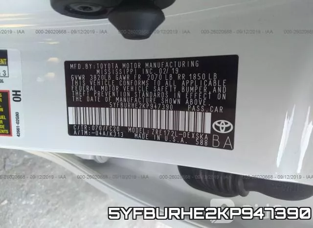 5YFBURHE2KP947390 фото 10