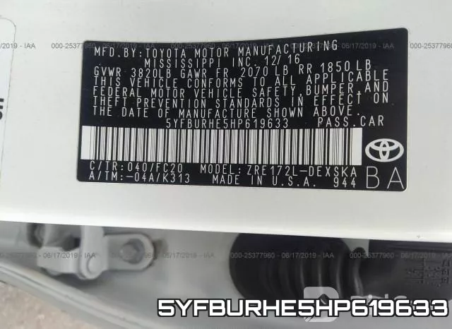 5YFBURHE5HP619633 фото 10