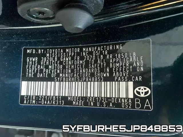5YFBURHE5JP848853 фото 2