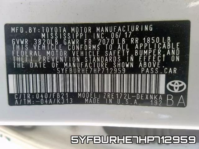 5YFBURHE7HP712959 фото 2