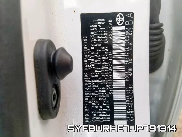 5YFBURHE7JP791314 фото 2