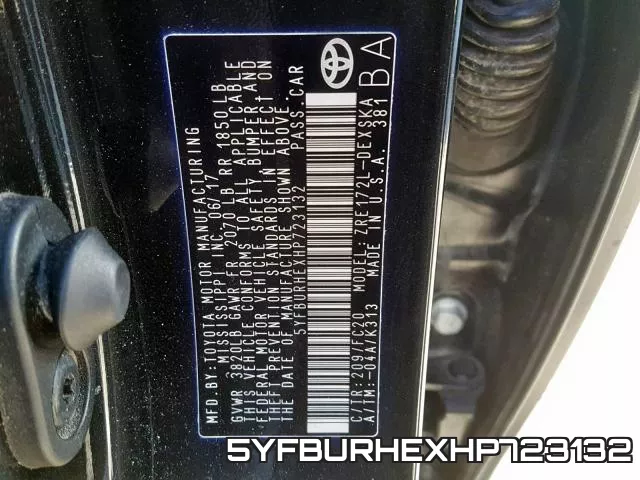 5YFBURHEXHP723132 фото 2