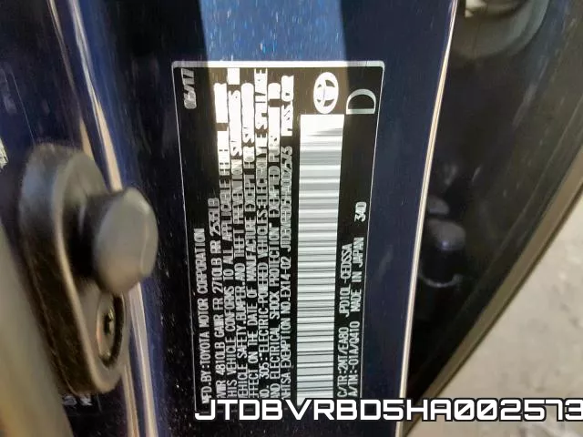JTDBVRBD5HA002573 фото 2