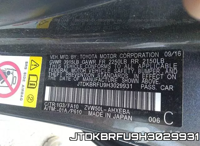 JTDKBRFU9H3029931 фото 9