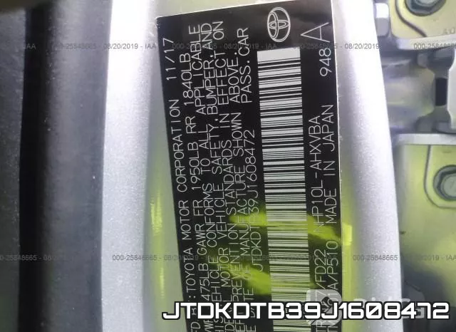 JTDKDTB39J1608472 фото 10