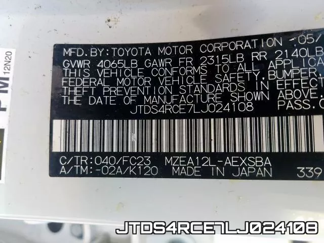 JTDS4RCE7LJ024108 фото 2