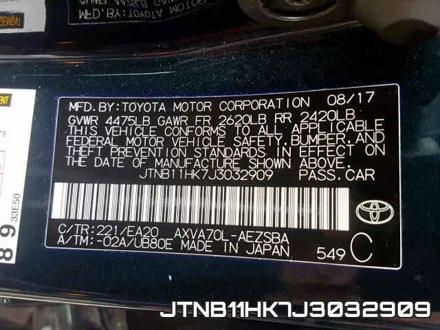 JTNB11HK7J3032909 фото 2