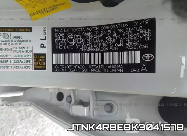 JTNK4RBE8K3041578 фото 10