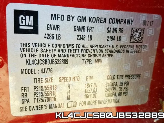 KL4CJCSB0JB532889 фото 2