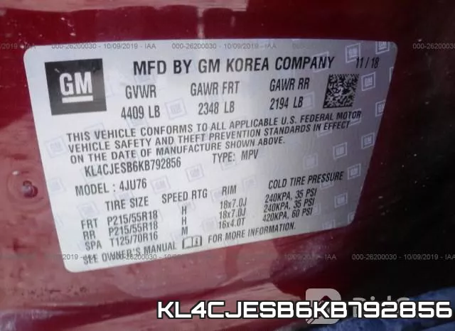 KL4CJESB6KB792856 фото 10