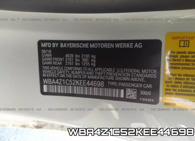 WBA4Z1C52KEE44698 фото 10