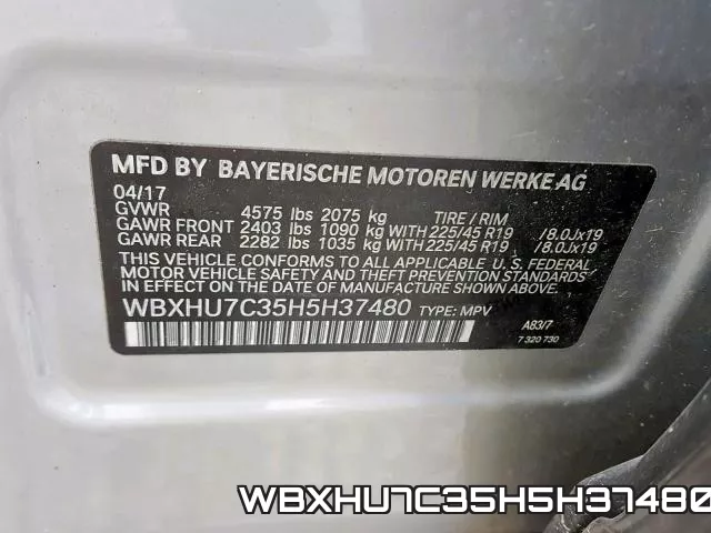 WBXHU7C35H5H37480 фото 2