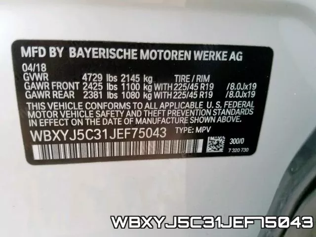 WBXYJ5C31JEF75043 фото 2