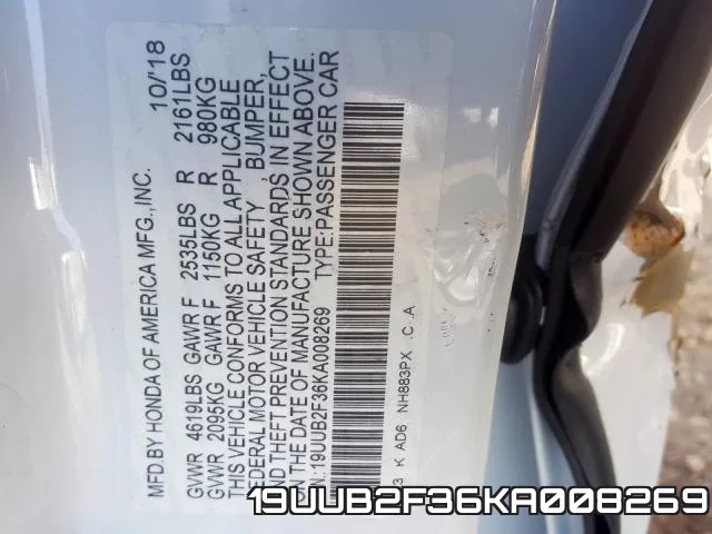 19UUB2F36KA008269 фото 2