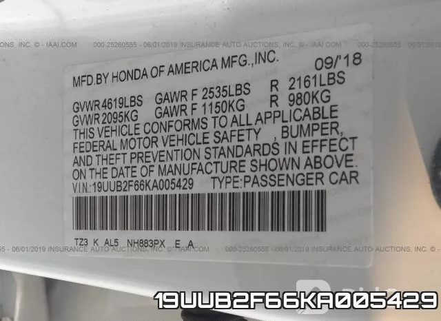 19UUB2F66KA005429 фото 10