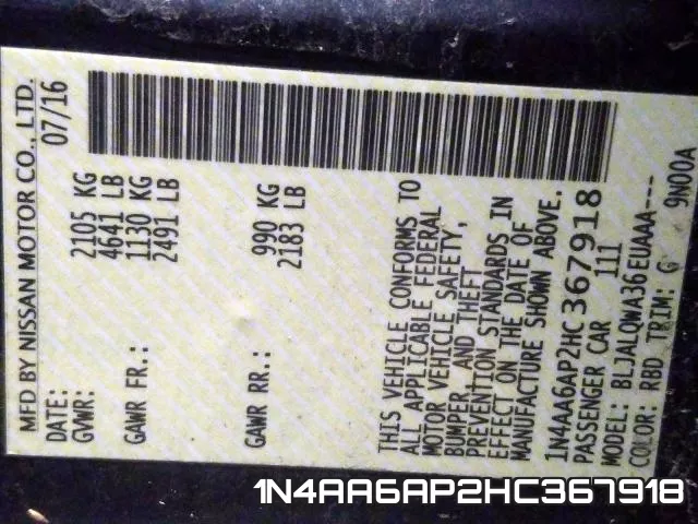 1N4AA6AP2HC367918 фото 2