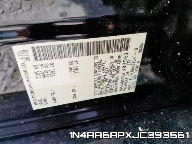 1N4AA6APXJC393561 фото 2