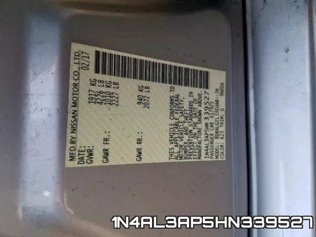 1N4AL3AP5HN339527 фото 2