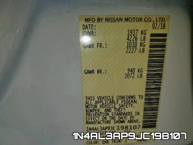 1N4AL3AP9JC198107 фото 2