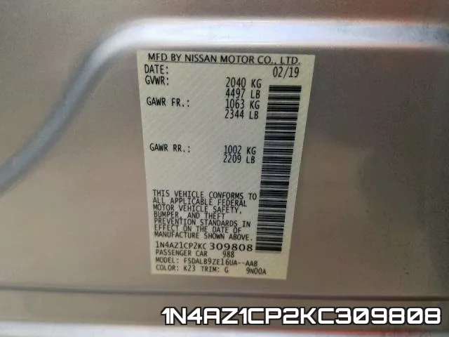 1N4AZ1CP2KC309808 фото 2