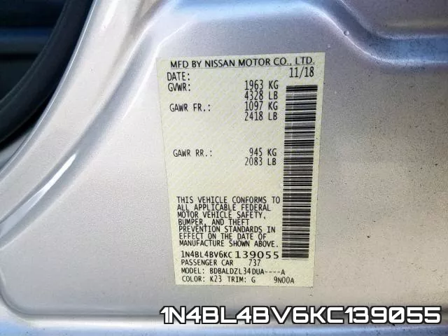 1N4BL4BV6KC139055 фото 2