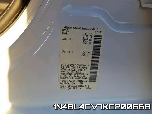 1N4BL4CV7KC200668 фото 2